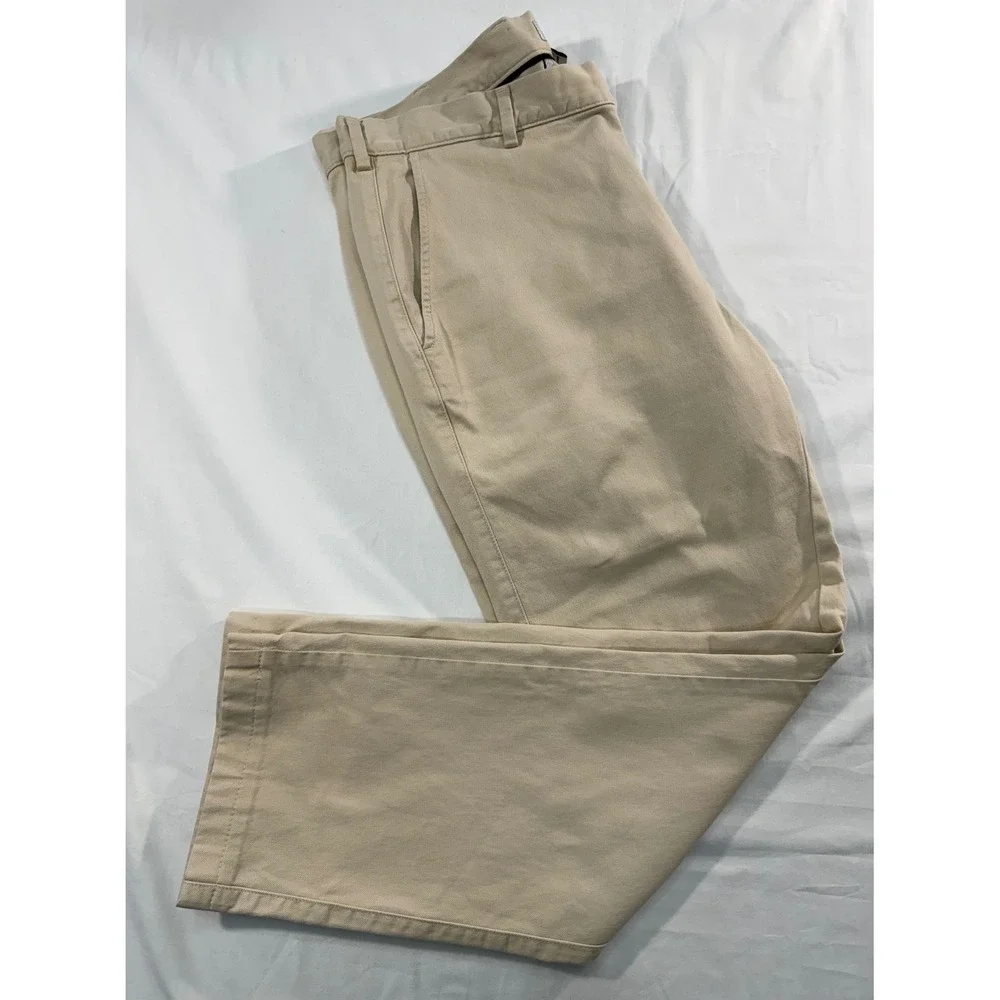 Peter Millar Men Khaki Pima Cotton Stretch Chino Pants 34 Straight Leg ME0B06